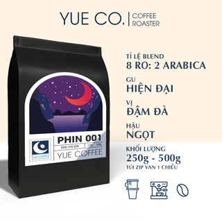 Cà phê phin 001 yue coffee 100% blend từ hạt arabica - robusta nguyên chất