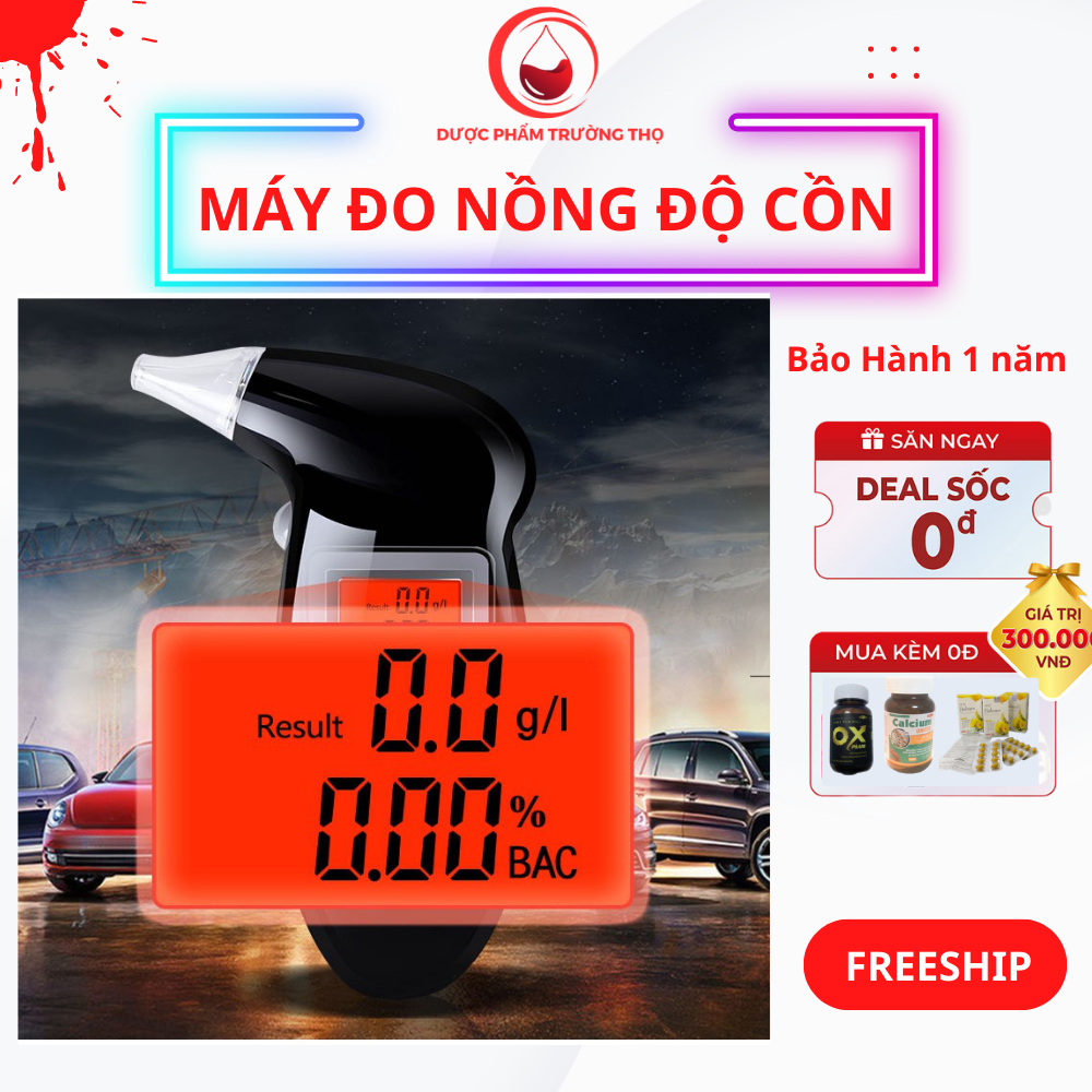 Máy đo nồng độ cồn , Máy đo độ cồn bia rượu trong hơi thở +Tặng kèm 5 đầu thổi , Máy đo độ cồn đạt chuẩn 99%ROHS màn LCD