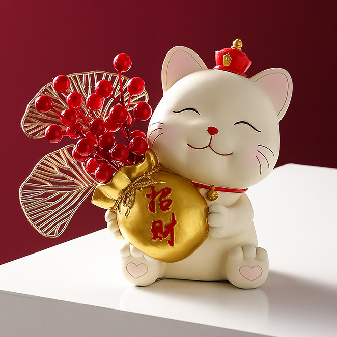 Tượng thạch cao tô màu Mèo Thần Tài- Đồ chơi tô màu cho bé tặng kèm cọ và màu vẽ acrylic