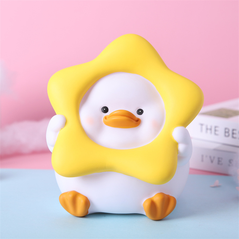 Tượng thạch cao tô màu Vịt Sao- Đồ chơi tô màu cho bé tặng kèm cọ và màu vẽ acrylic