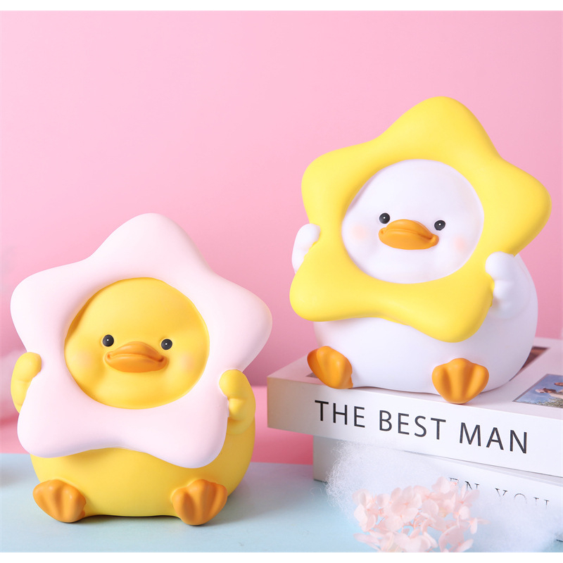 Tượng thạch cao tô màu Vịt Sao- Đồ chơi tô màu cho bé tặng kèm cọ và màu vẽ acrylic