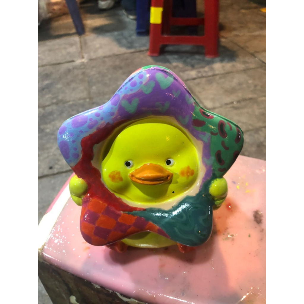 Tượng thạch cao tô màu Vịt Sao- Đồ chơi tô màu cho bé tặng kèm cọ và màu vẽ acrylic