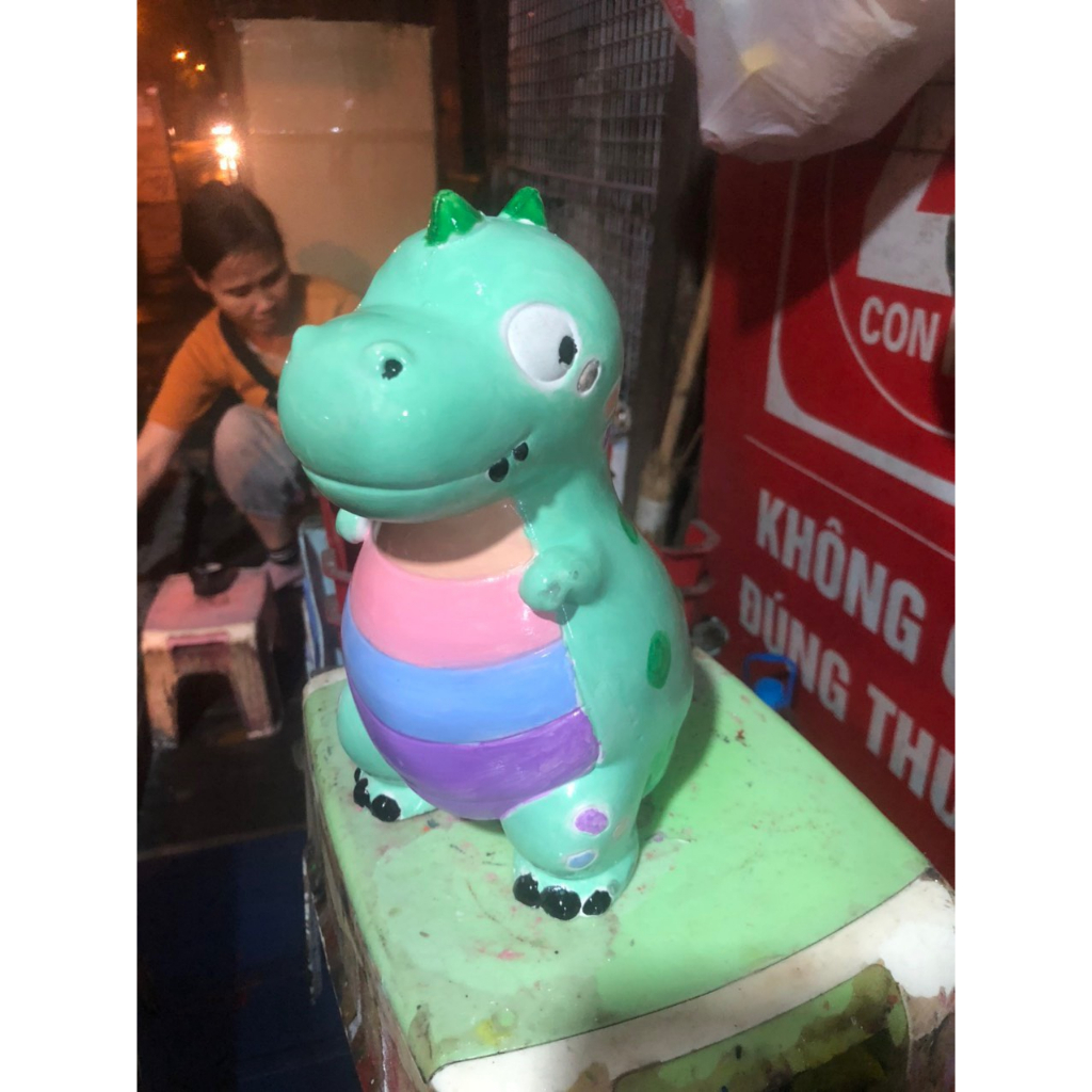 Tượng thạch cao tô màu Khủng Long- Đồ chơi tô màu cho bé tặng kèm cọ và màu vẽ acrylic