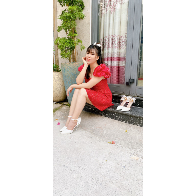 Giày cô dâu tiểu thư 9 phân nơ hậu