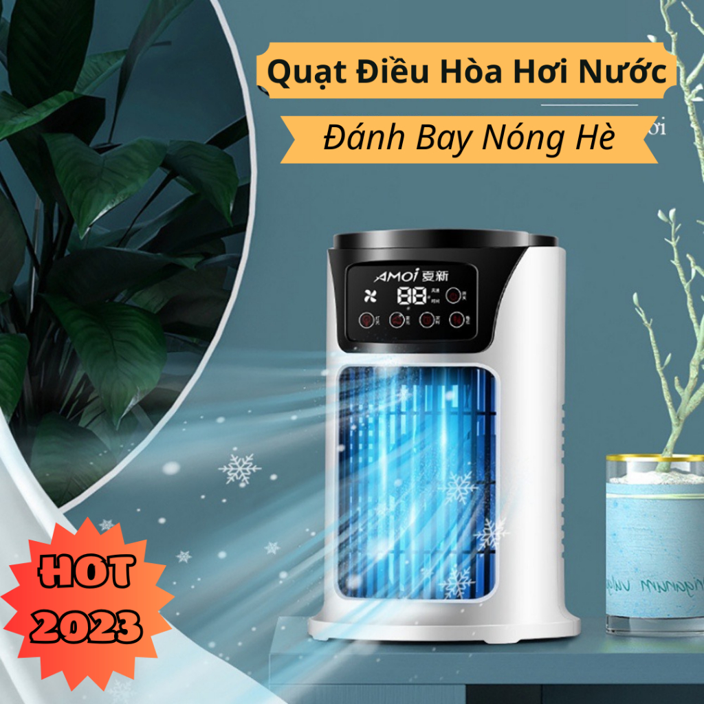 Quạt Điều Hòa Hơi Nước Để Bàn AMOI,Quạt Phun Sương Làm Mát Không Khí Tích Hợp Đèn Ngủ Thông Minh-Bảo Hành 12 Tháng