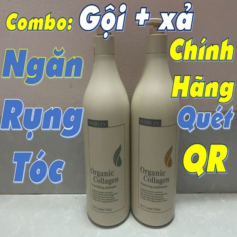 Cặp Dầu Gội Xả Mairlan Organic Collagen   750ml x2