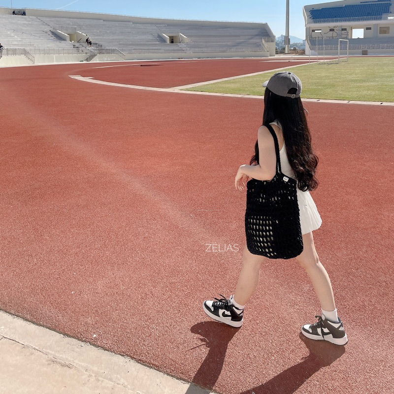 Túi lưới tote MIA đan móc tay thủ công sợi cotton handmade, túi handmade, túi du lịch, túi đi biển