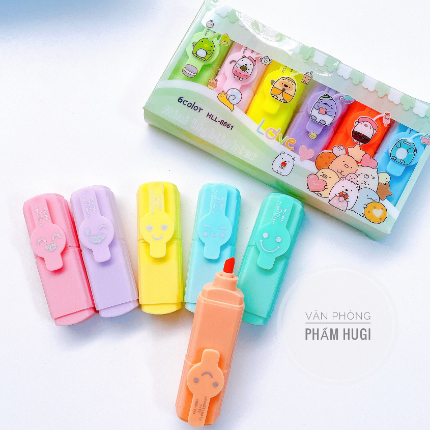 Hộp 6 cây bút dạ quang  bút highlight đánh dấu dễ thương