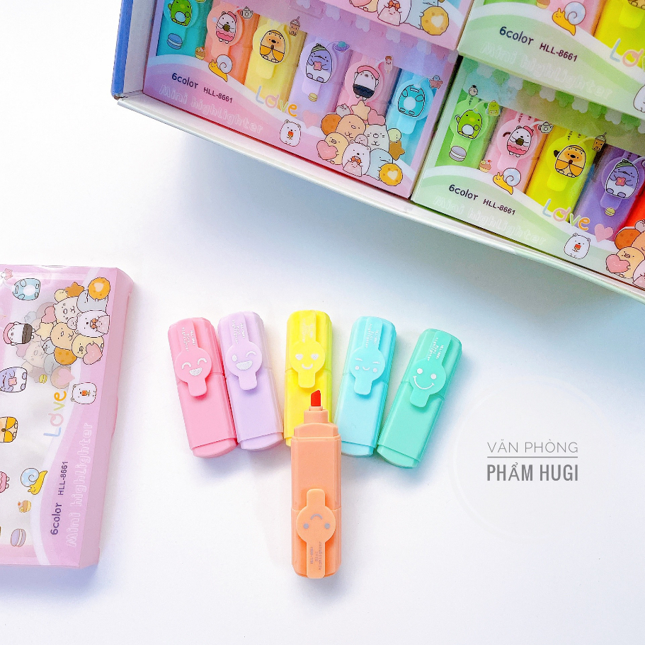 Hộp 6 cây bút dạ quang  bút highlight đánh dấu dễ thương