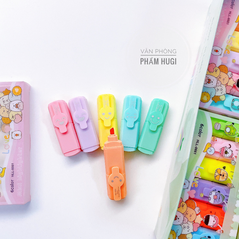 Hộp 6 cây bút dạ quang  bút highlight đánh dấu dễ thương