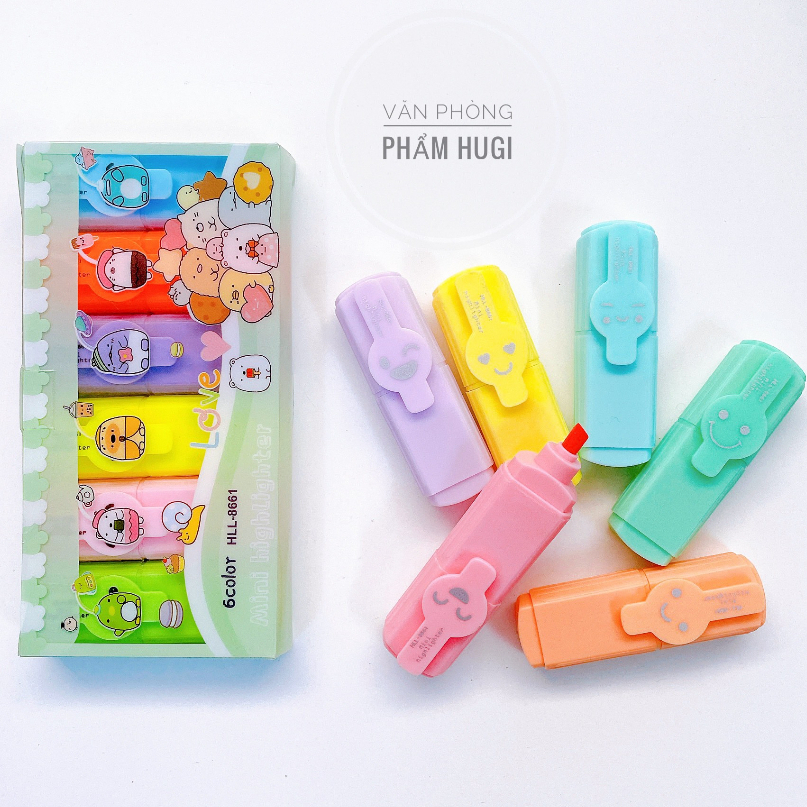 Hộp 6 cây bút dạ quang  bút highlight đánh dấu dễ thương