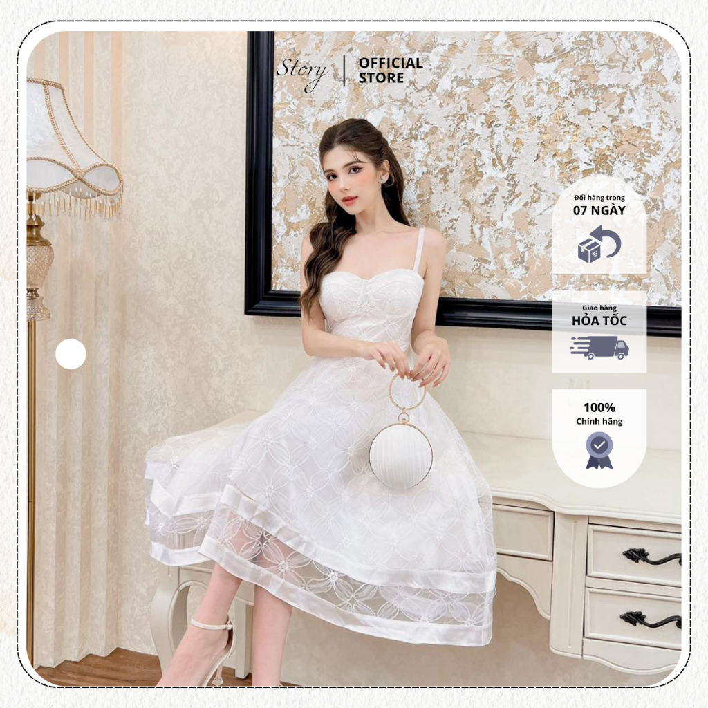 STORY Đầm Molan váy trắng vải voan hoa mùa hè du lịch hẹn hò dạo phố Story.clothes thời trang nữ