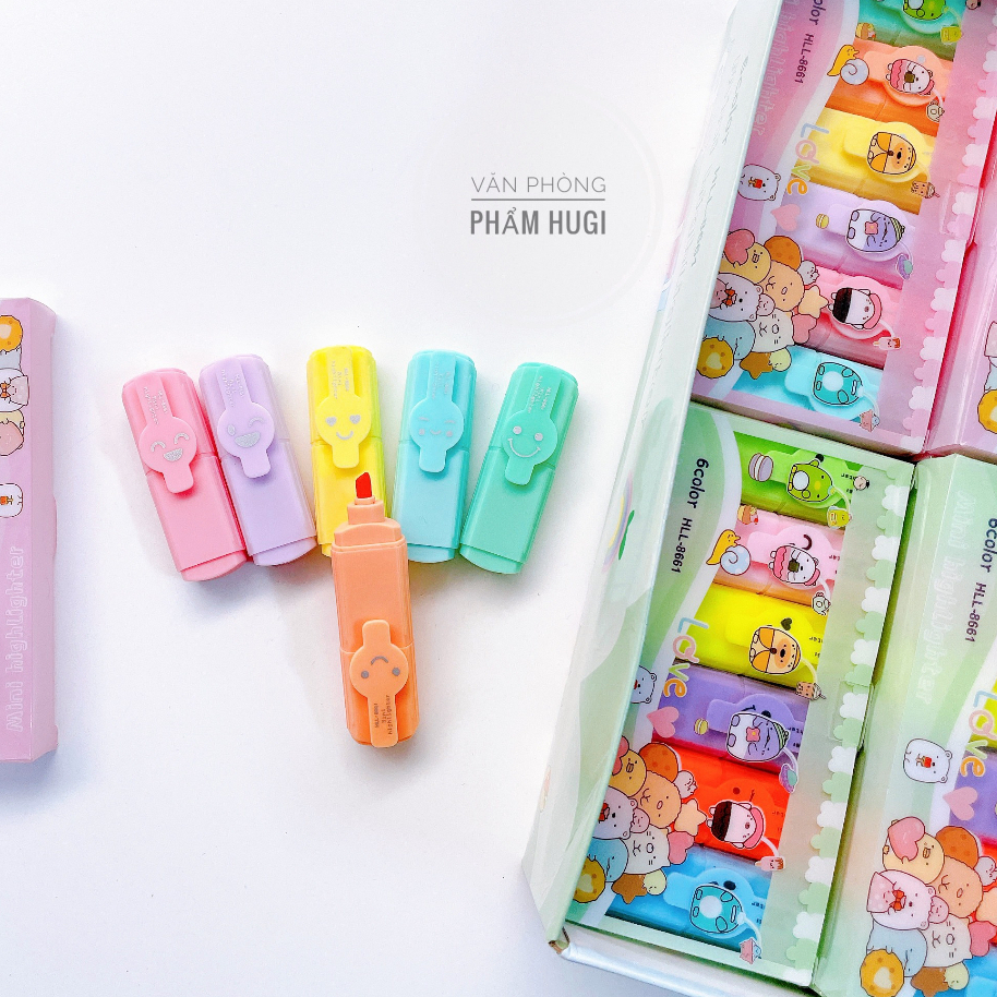 Hộp 6 cây bút dạ quang  bút highlight mini đánh dấu dễ thương