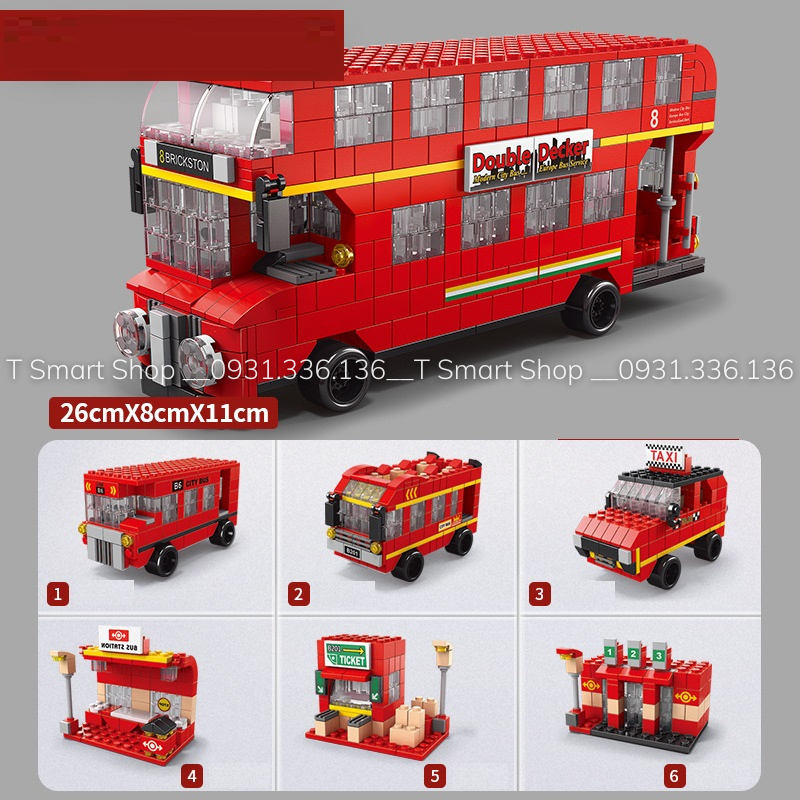 Đồ chơi lắp ráp bé trai: Lego xe buýt 2 tầng, lego tàu vũ trụ, lego xe cứu hộ, máy bay