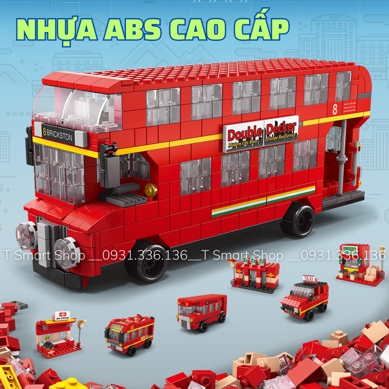 Đồ chơi lắp ráp bé trai: Lego xe buýt 2 tầng, lego tàu vũ trụ, lego xe cứu hộ, máy bay