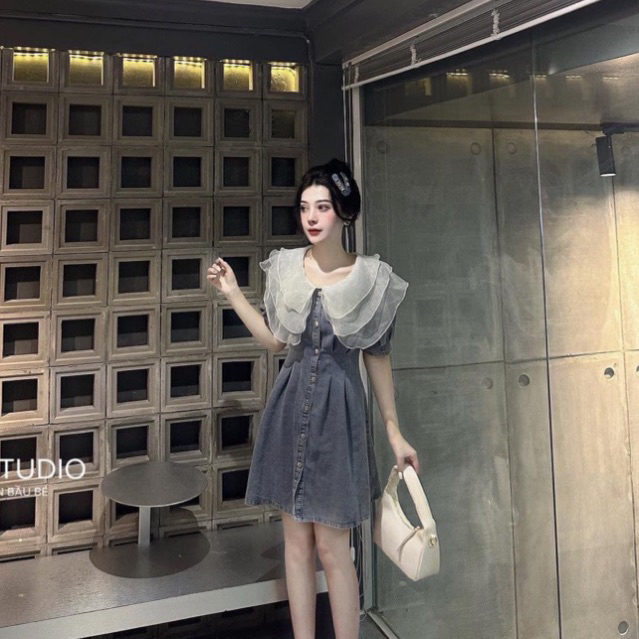Váy Jean Cổ Bèo Hàng QC L1