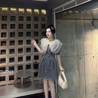 Váy jean cổ bèo hàng qc l1