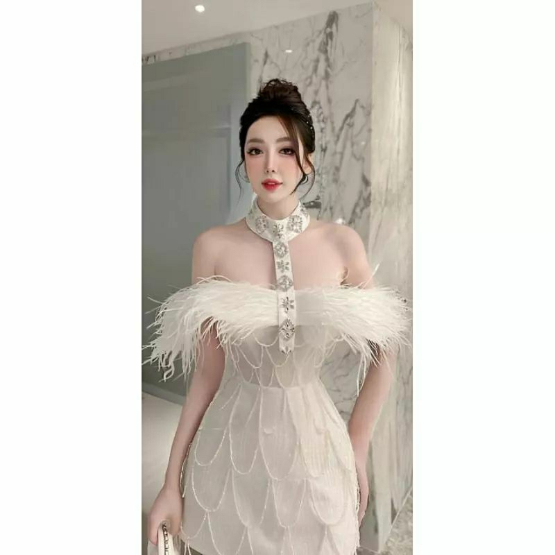 [Mina Dress] Đầm thiết kế độc đáo cổ đính đá, váy bling bling, hợp đi tiệc, event, concept, prom, party.nutwedding