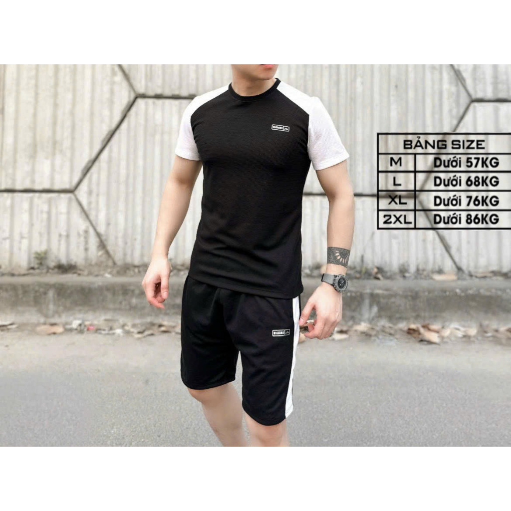 Bộ Quần Áo Nam Mùa Hè Unim Store Cổ Tròn Cộc Tay Cotton Tổ Ong Thoáng Khí Phối Màu Tay Áo Slimfit Body - BN 348 | BigBuy360 - bigbuy360.vn