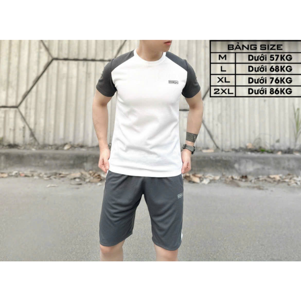 Bộ Quần Áo Nam Mùa Hè Unim Store Cổ Tròn Cộc Tay Cotton Tổ Ong Thoáng Khí Phối Màu Tay Áo Slimfit Body - BN 348 | BigBuy360 - bigbuy360.vn