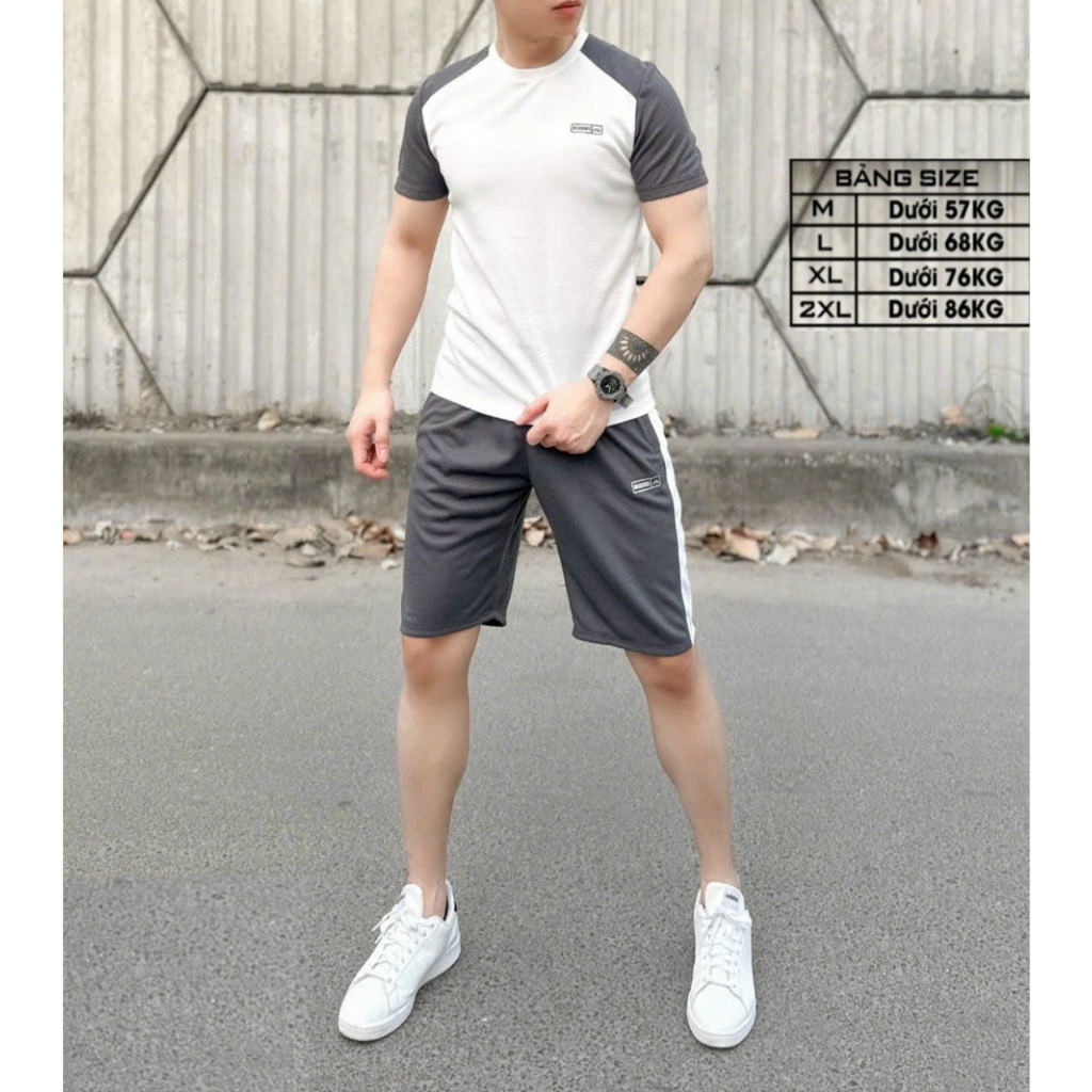 Bộ Quần Áo Nam Mùa Hè Unim Store Cổ Tròn Cộc Tay Cotton Tổ Ong Thoáng Khí Phối Màu Tay Áo Slimfit Body - BN 348 | BigBuy360 - bigbuy360.vn