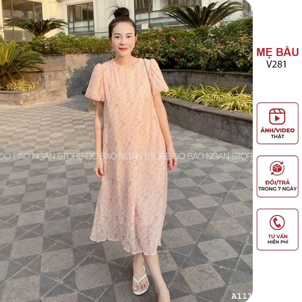 ĐẦM VÁY BẦU CÔNG SỞ MÙA HÈ DÁNG TIỂU THƯ CHẤT VOAN 2 LỚP ĐẸP SANG CHẢNH - ĐẦM BẦU MAXI DÁNG SUÔNG DÀI FREESIZE