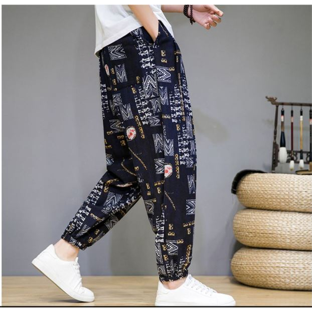 Quần Jogger Nam Chất Thô Đũi Họa Tiết