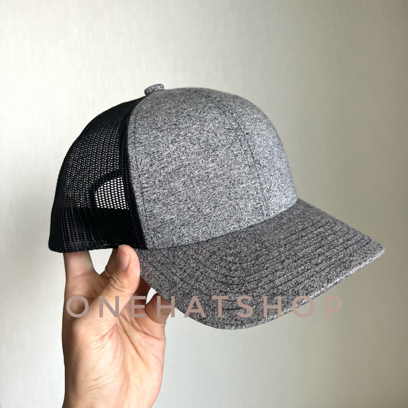 Nón lưỡi trai trơn xám muối tiêu vải mịn lưới đen chất lượng cao