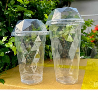 Hot 50 Ly kim cương  đựng trà sữa, sinh tố, nhựa PP cao cấp , 480ml, 600ml -dùng 1 lần Quán nào cũng cần