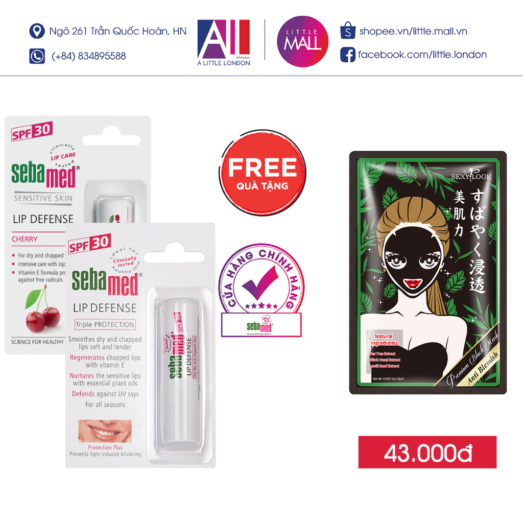 Son dưỡng bảo vệ môi Sebamed pH5.5 Sensitive Skin Lip Defense 4.8g TẶNG mặt nạ Sexylook (Nhập khẩu)