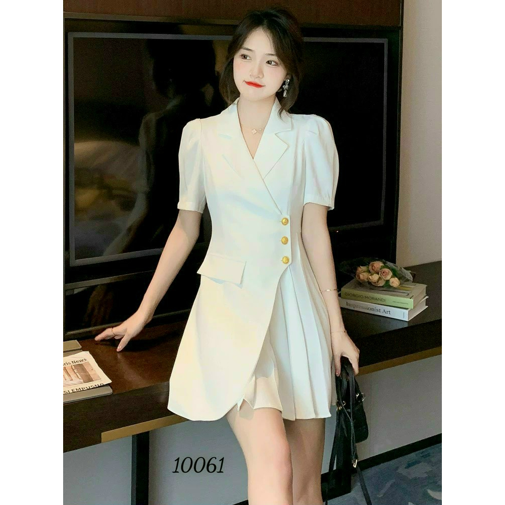 ĐẦM TRẮNG CỔ SƠ MI PHONG CÁCH HÀN QUỐC