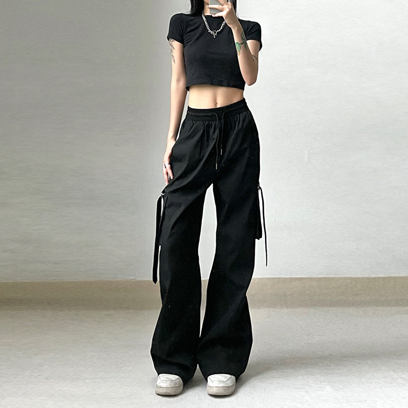 Quần suông kaki túi hộp cạp chun phong cách Retro hàng loại 1