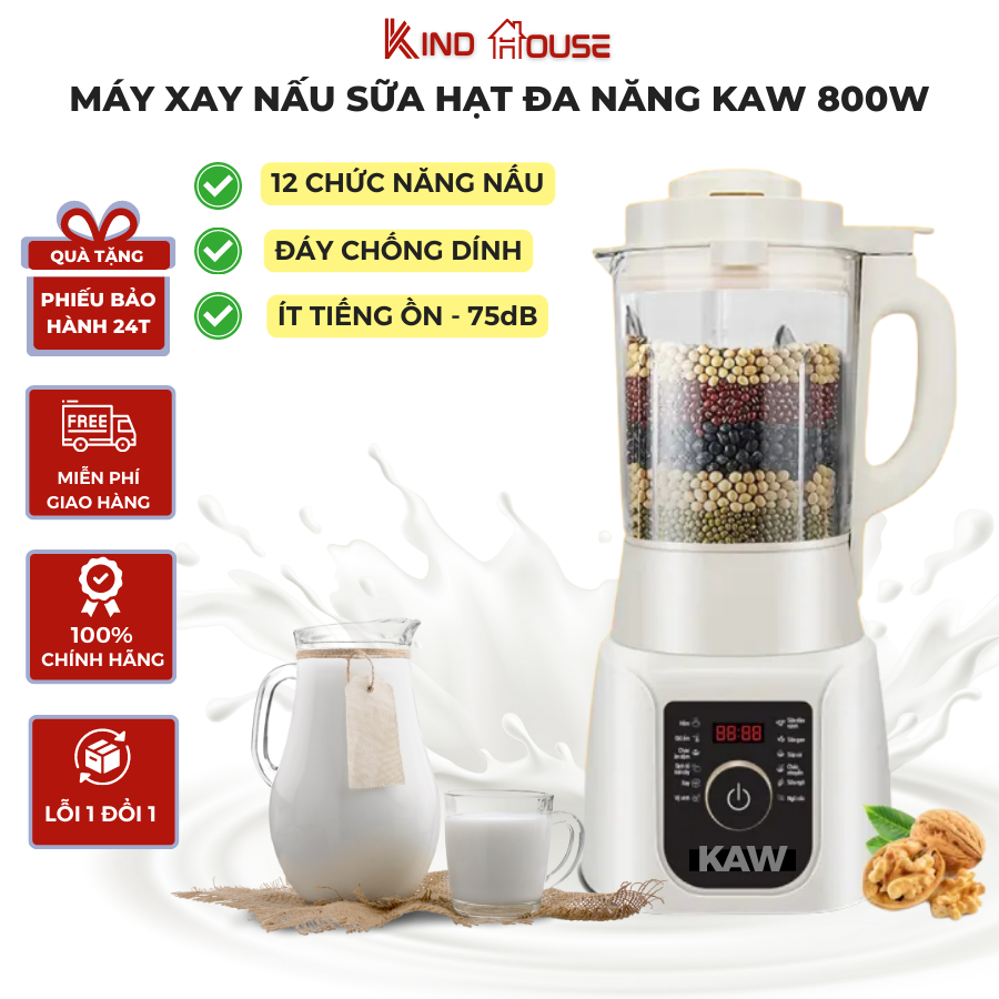 Máy làm sữa hạt đa năng SEKA 800W, 12 chức năng, đáy chống dính, chống ồn bảo hành 24 tháng, lỗi 1 đổi 1