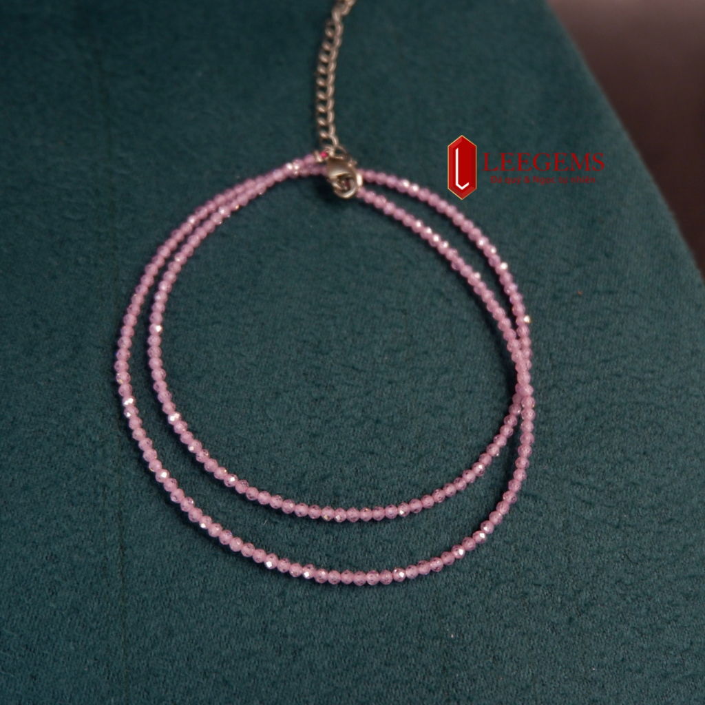 Chuỗi vòng tay đá Thạch Anh Hồng si.êu lấp lánh size 2.5 li dành cho nữ mệnh Thổ - mệnh Hoả