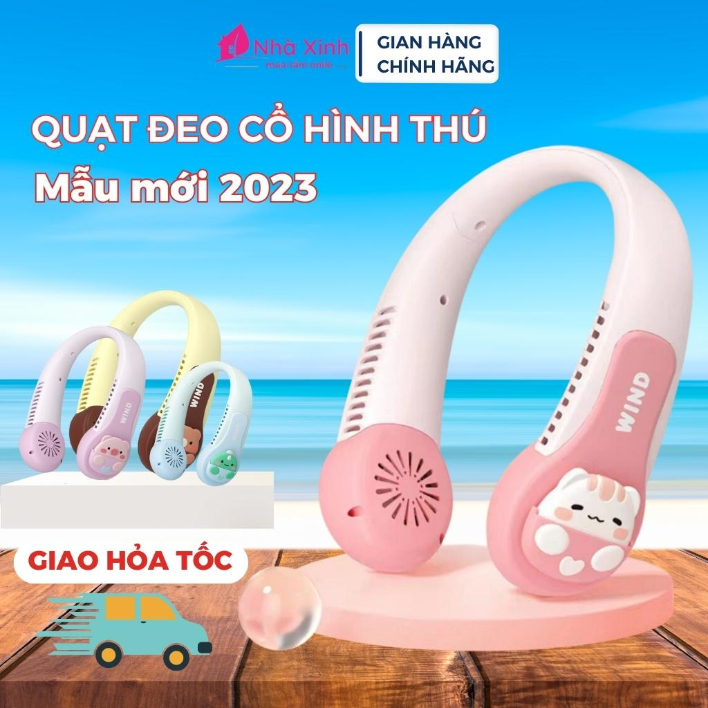 Quạt đeo cổ tích điện mini WIND, quạt hình thú sạc điện USB dung lượng pin cao 3 cấp độ gió êm ái, bảo hành 12 tháng
