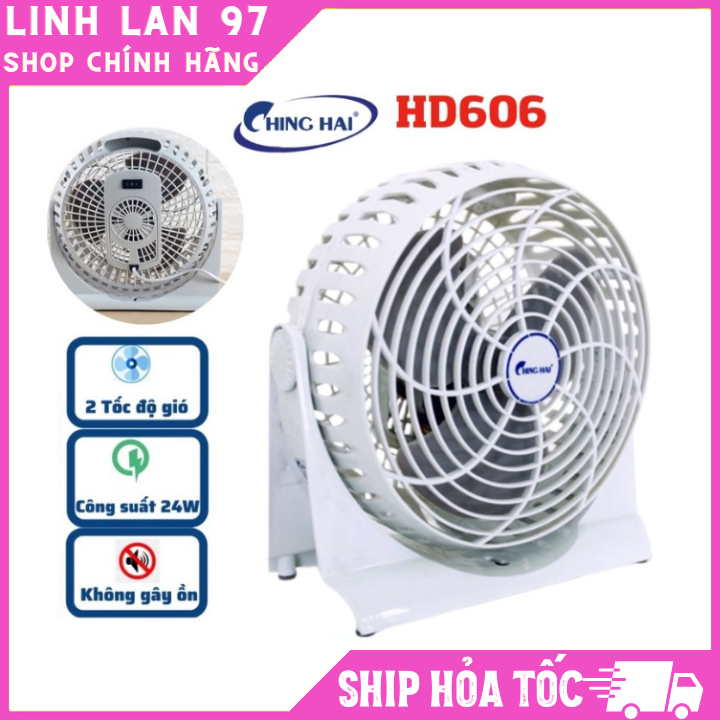 Quạt bàn Chinghai HD606 24W - Nhỏ gọn, êm ái không tiếng ồn - Làm mát nhanh với 2 tốc độ gió - Chính hãng
