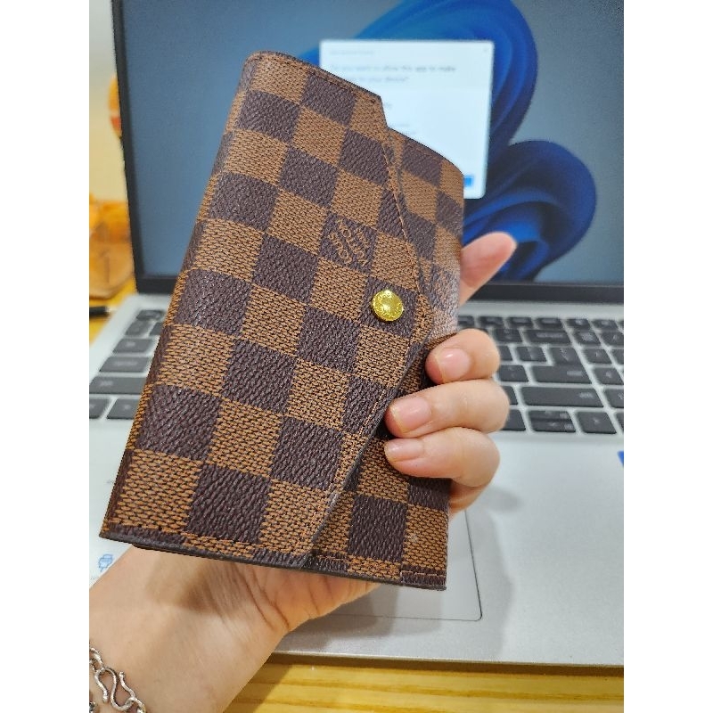 VÍ NỮ MINI HỌA TIẾT LV CARO NÂU