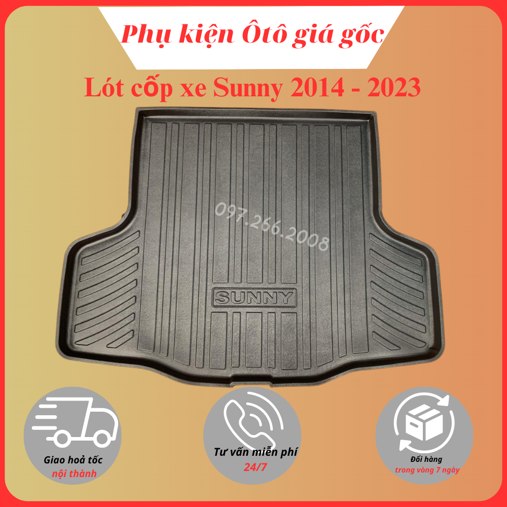 Lót cốp xe Nissan Sunny 2014 - 2022 nhựa dẻo cao cấp, không mùi, dễ dàng lau rửa