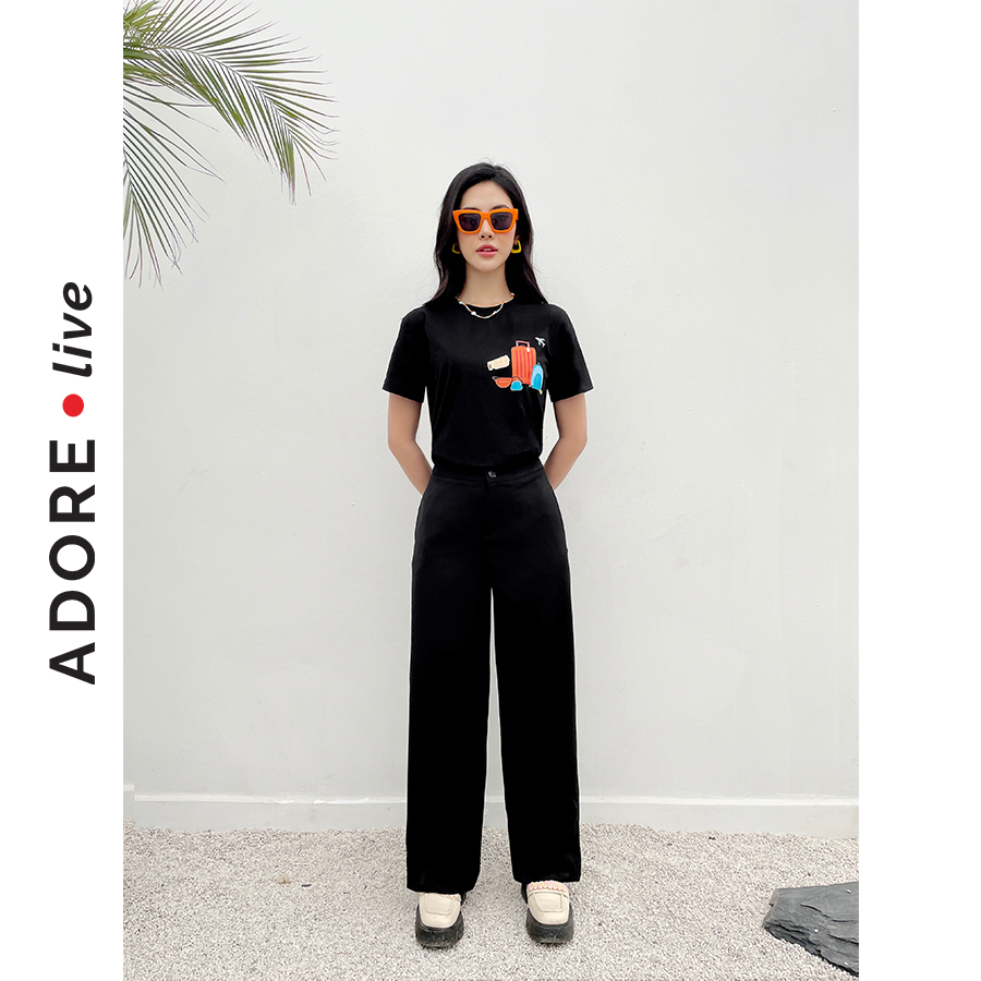 Quần Culottes casual style tuytsy trơn nâu ánh rêu và đen 321TR2003 ADORE DRESS