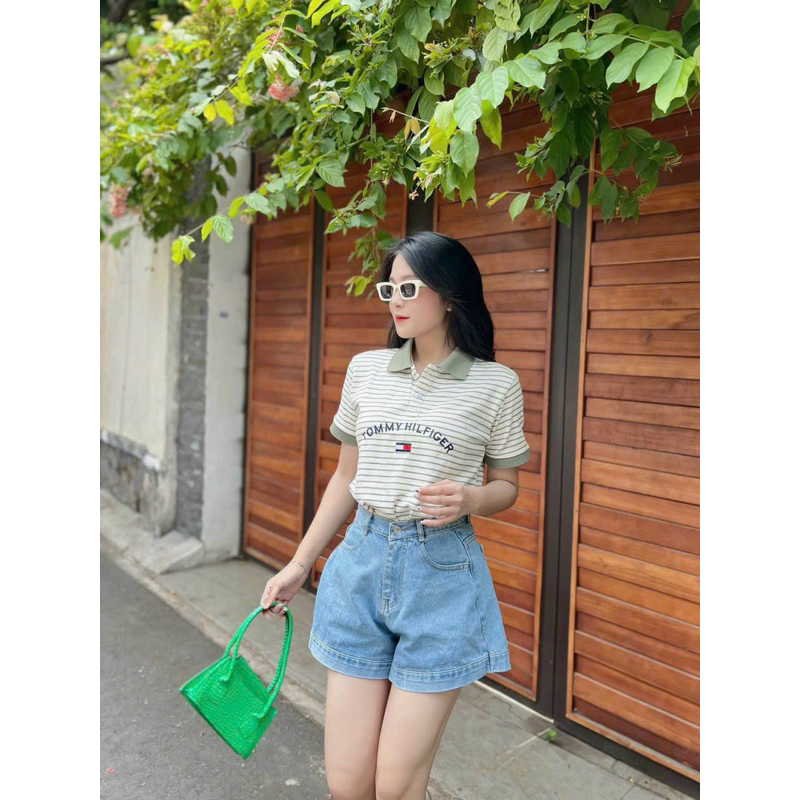 Áo trụ Tommy sọc đơn giản hàng VNXK