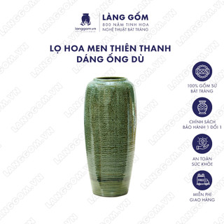 Bình hoa, lọ hoa Gốm sứ Bát Tràng cao cấp Men hỏa biến màu Thiên thanh dáng Ống dù dùng làm quà tặng, trang trí-Làng Gốm