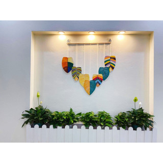 Bộ tranh 7 lá gỗ size nhỏ 18cm decor nhà cửa, tranh gỗ, lá decor treo tường, tranh gỗ decor phong cách Macrame