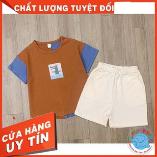 Bộ khủng long 3D nâu be bé trai vintage