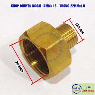 khớp chuyển ren trong 22mm _  ren ngoài 14mm - phù hợp chuyển súng ren 22mm đấu dây 14mm - phụ kiện máy rửa xe T22N14