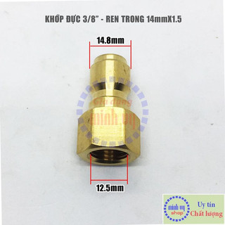 Đầu nối nhanh ĐỰC  3/8 - ren trong 14mm lõm