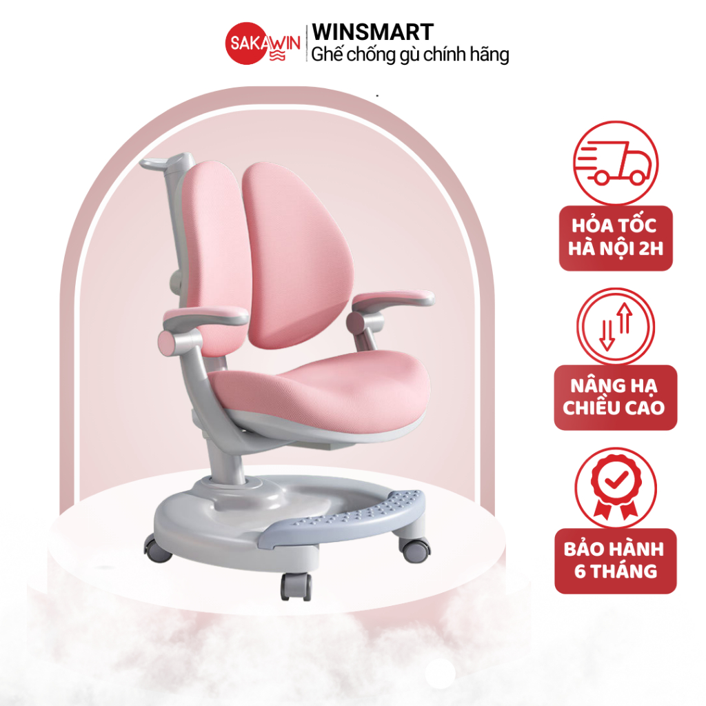 Ghế chống gù Winsmart G08 cho bé, Ghế học sinh chống gù cao cấp, Nâng hạ chiều cao linh hoạt