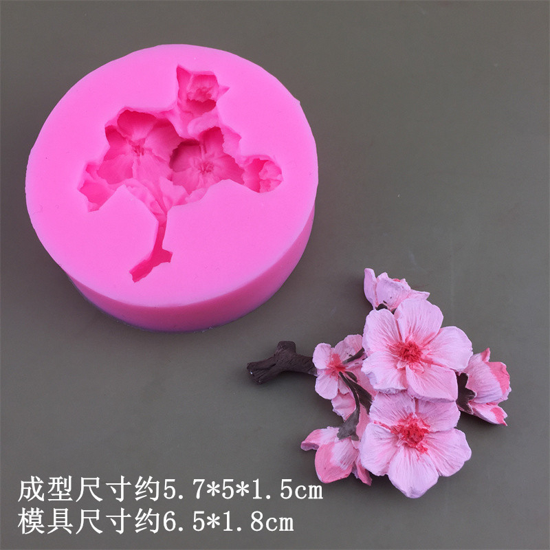 Khuôn Silicon Rau Câu 4d Chùm Hoa Cành Lá Bông Hoa Đào
