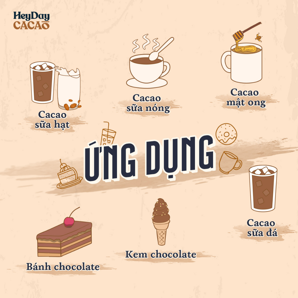 Túi 50g Bột cacao nguyên chất 100% không đường Heyday - Dòng Origin thượng hạng - Chuẩn UTZ Quốc Tế