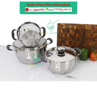 Nồi inox 430 cao cấp Fivestar Standard quai silicon chống nóng nắp inox 16cm - 20cm - 24cm ,3 đáy dùng được mọi bếp