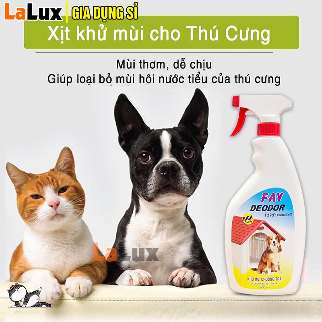 Xịt Khử Mùi Chó Mèo Fay Deodor 350ml/600ml - Dung Dịch Vệ Sinh Chuồng Trại Chó, Mèo LALUX